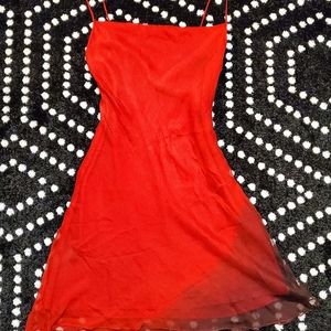 Sin by Morgan Cooper- Women's Red Silk Slip Dress